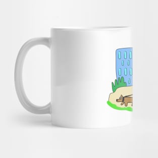 Girl with a dog. Horse racing. Interesting design, modern, interesting drawing. Hobby and interest. Concept and idea. Mug